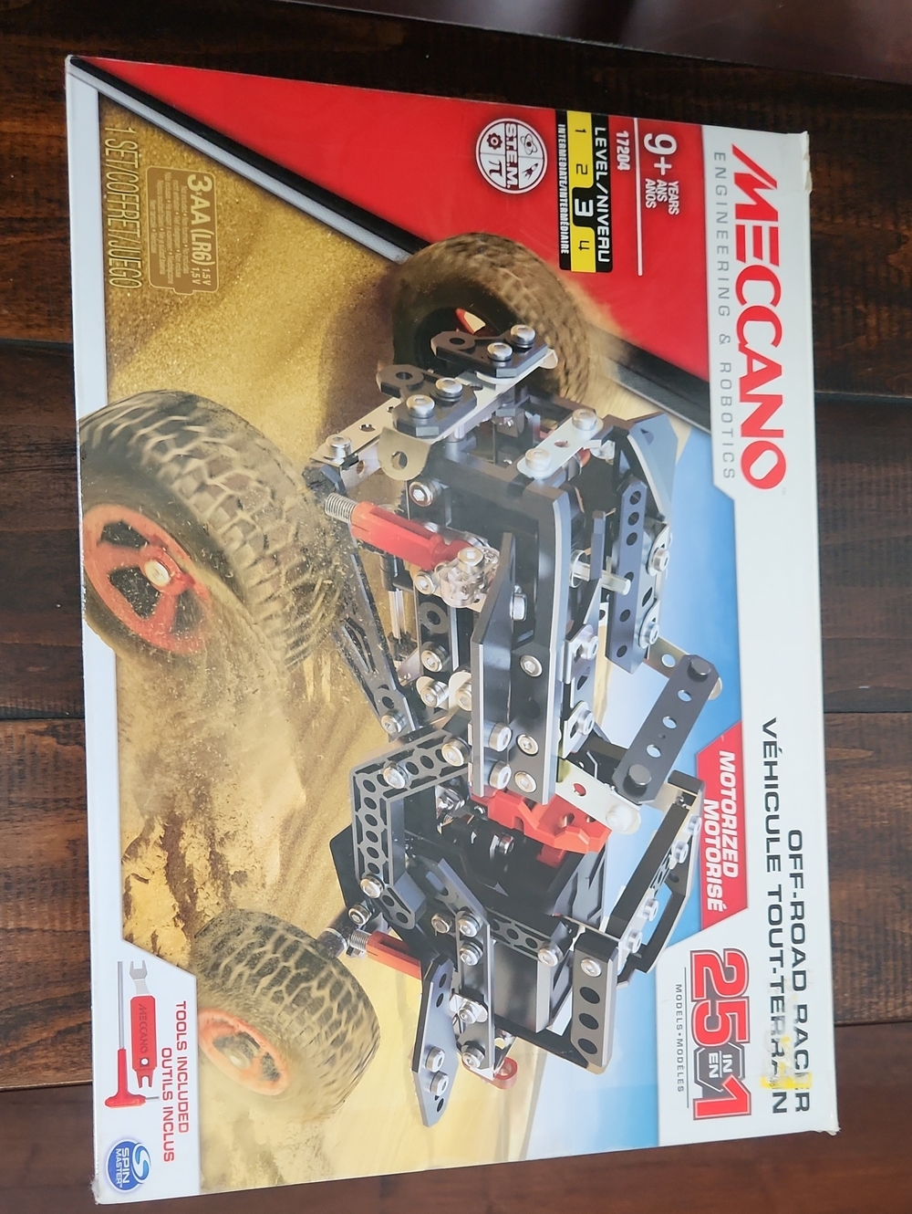 Meccano Motorized Off-Road Racer Building Set - Black, Red, Silver